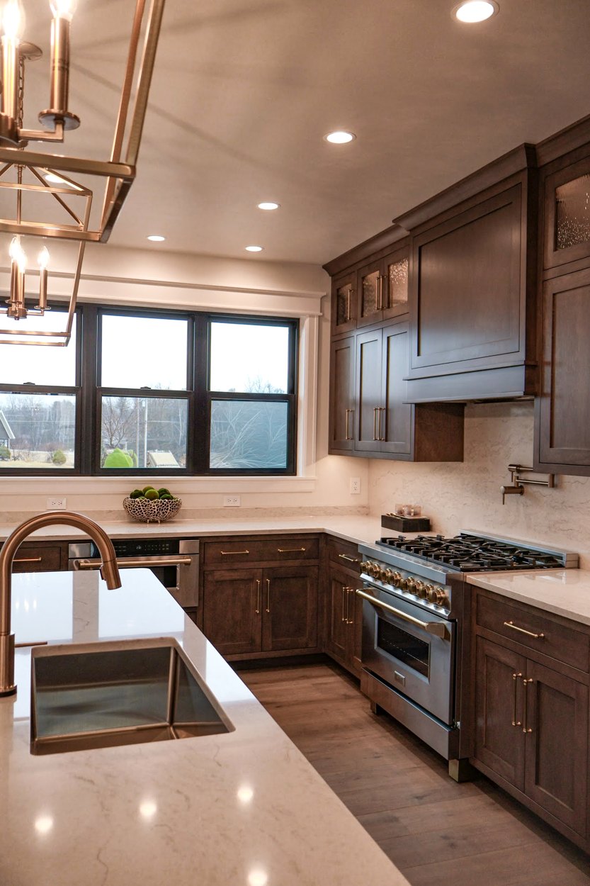 Completed Suamico kitchen showing Haven cabinetry and finishes