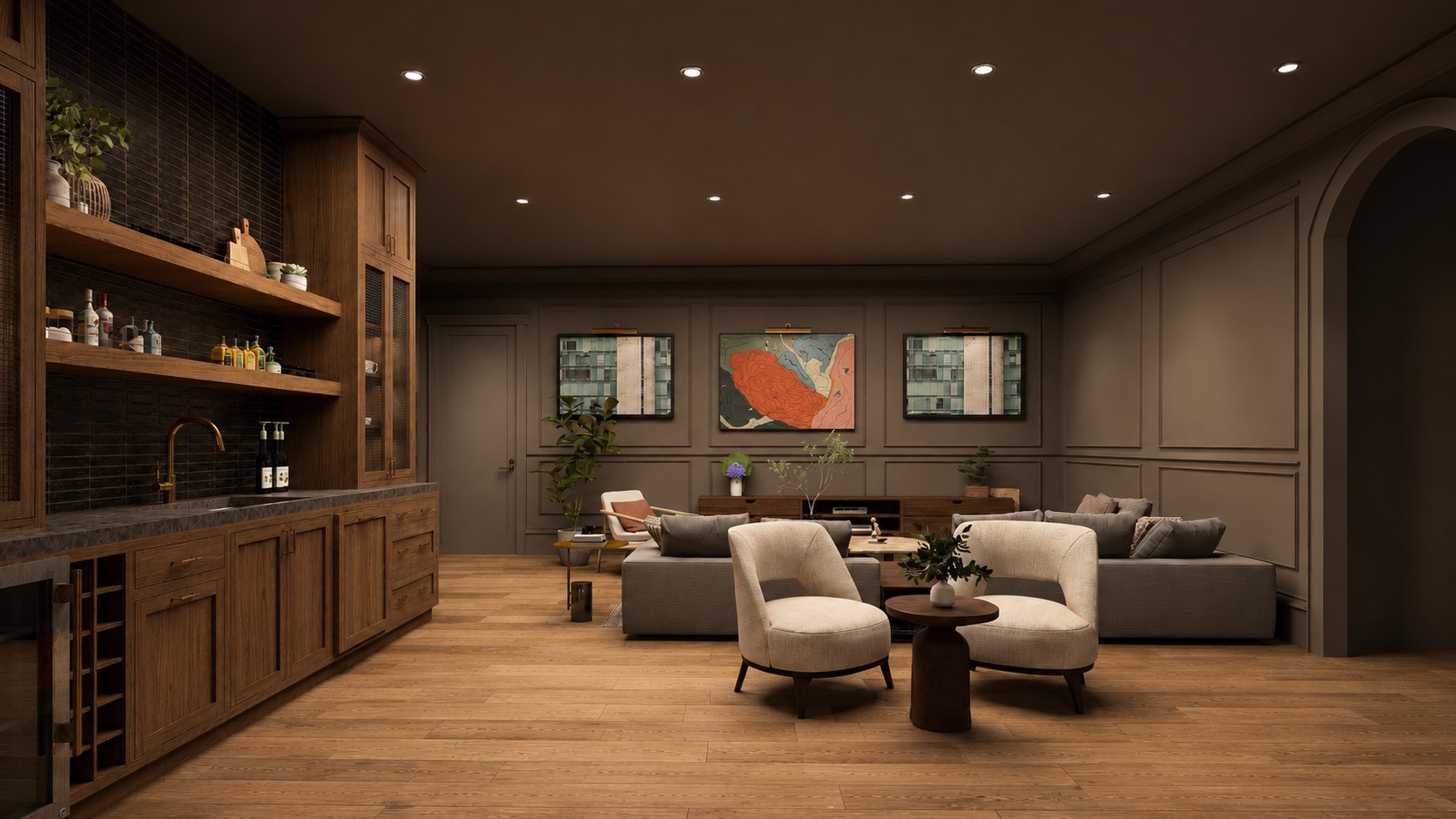 The Grandview Estate proposed flex room architectural rendering